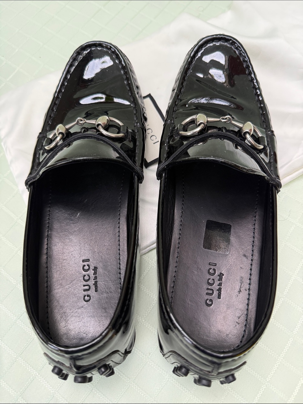 Gucci Black Patent Leather Horsebit Driving Loafers in The Dust Bag - Picture 9 of 10